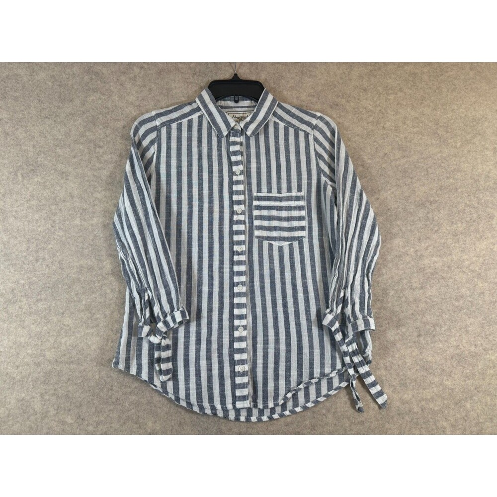 Abercrombie & Fitch Blouse Womens Stripe S Coastal Grandma Preppy Tie Sleeve